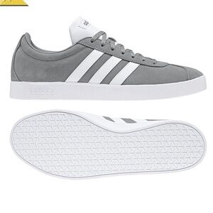 ADIDAS Men’s VL COURT 2.0 Sneakers Shoes Suede Grey B43807